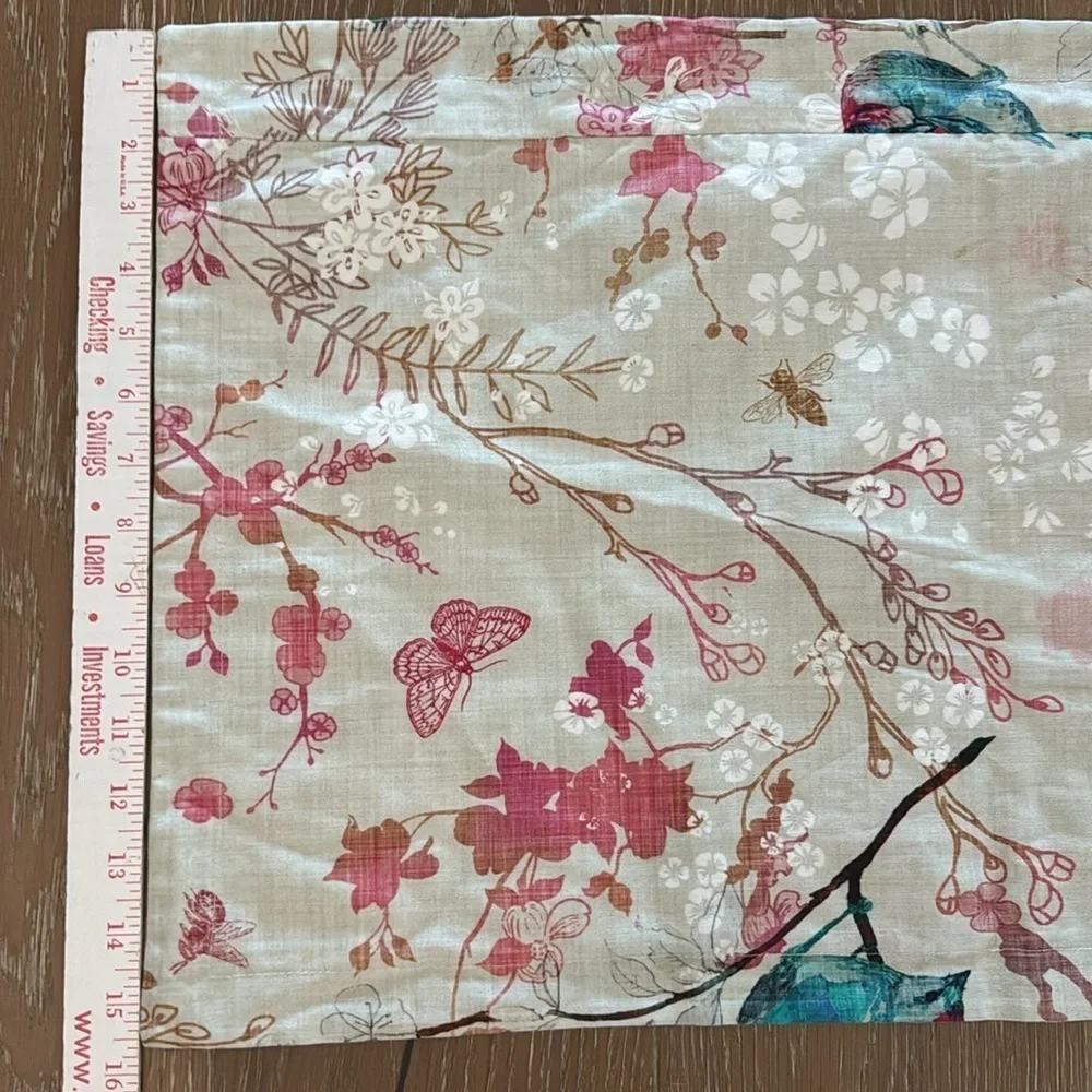 Spoonflower linen blend pillow cover Birds Bees 26’X16’ Botanical French country
